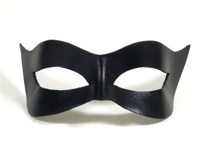 Black Cat Leather Mask - Front View