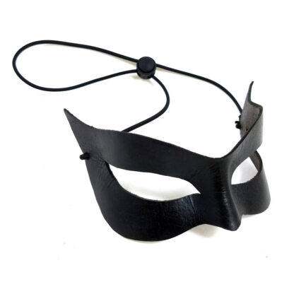 Black Cat Leather Mask - with Cord