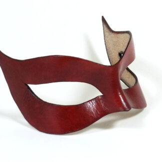 Red Leather Cat Mask - Side View