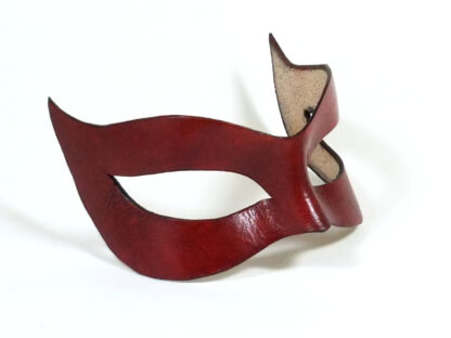 Red Leather Cat Mask - Side View