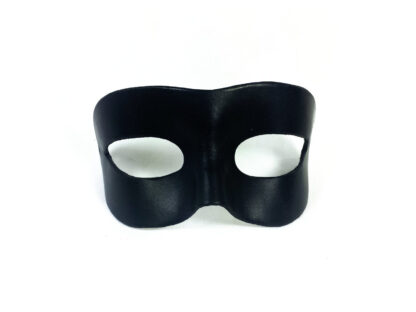 Black Leather Domino Masquerade Mask - Front View