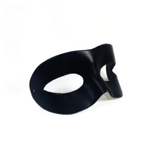 Black Leather Domino Masquerade Mask - Side View