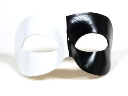 Half Black and Half White Leather Mask - Front View