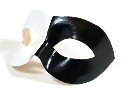 Half Black and Half White Leather Mask - Left Side