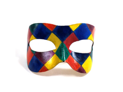 Multi-Colored Diamond Leather Mask - Front View