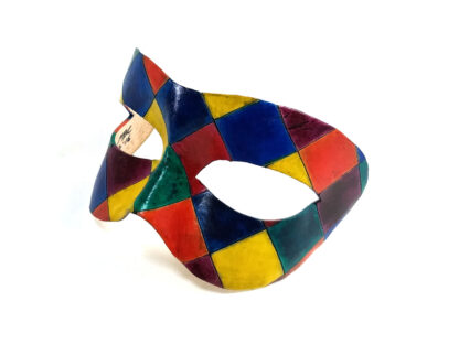 Multi-Colored Diamond Leather Mask - Side View