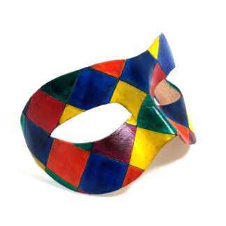 Multi-Colored Diamond Leather Mask - Side View