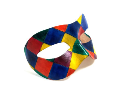 Multi-Colored Diamond Leather Mask - Side View