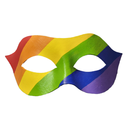 Rainbow Pride leather mask - front view